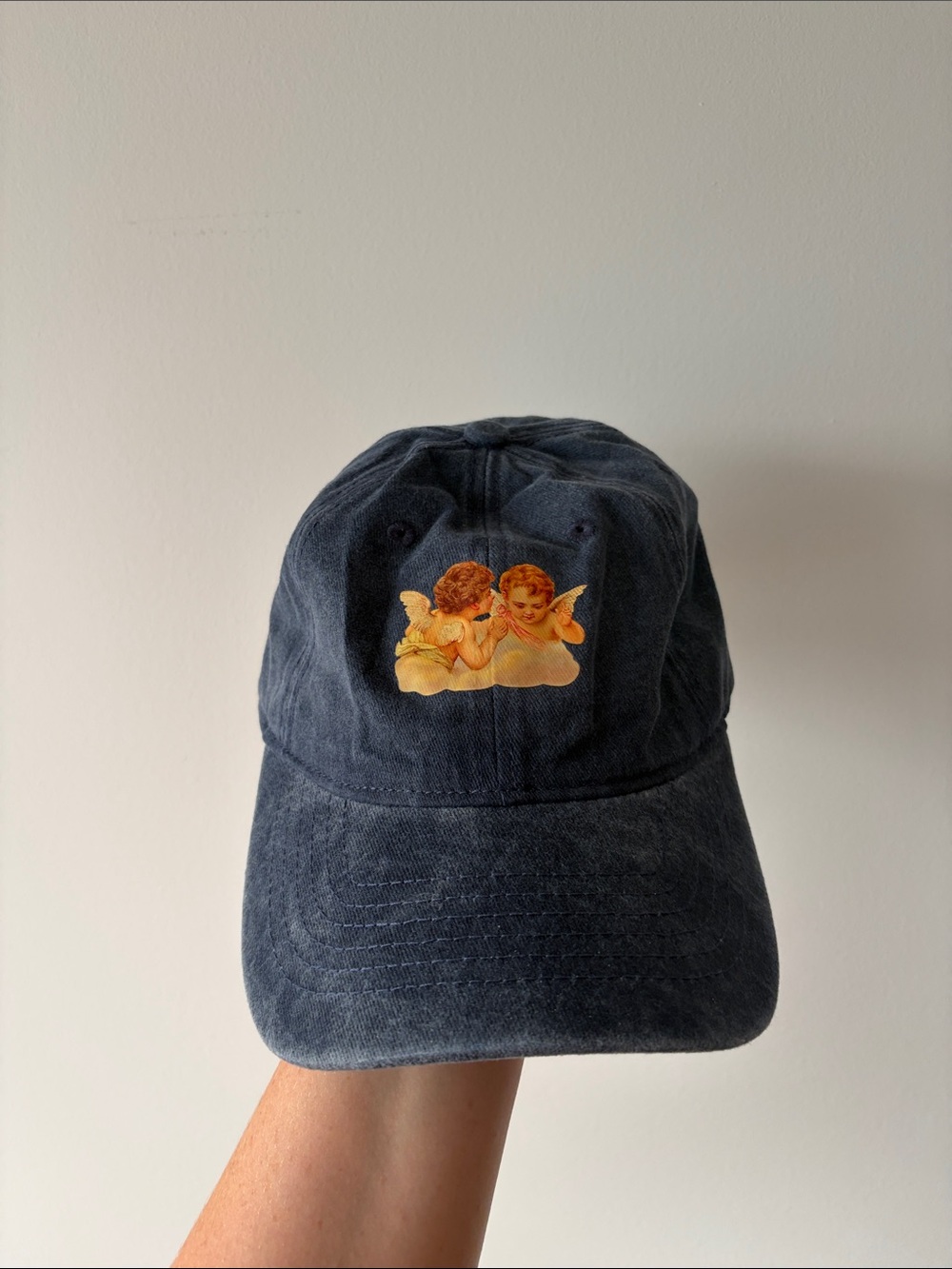 Vintage Angel Graphic Navy Baseball Cap